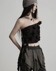 DOINDULGE Ruffled Off-Shoulder Crop Top