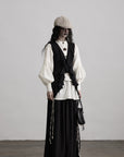 DOINDULGE Ruffled Tie Deconstructed Vest