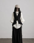 DOINDULGE Ruffled Tie Deconstructed Vest