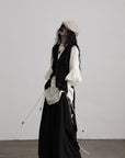 DOINDULGE Ruffled Tie Deconstructed Vest
