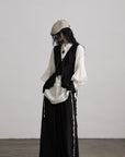 DOINDULGE Ruffled Tie Deconstructed Vest