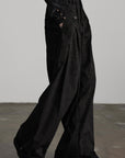 DOINDULGE Textured Wide-Leg Trousers with Draped Panels and Rope Detail