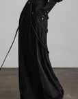 DOINDULGE Textured Wide-Leg Trousers with Draped Panels and Rope Detail