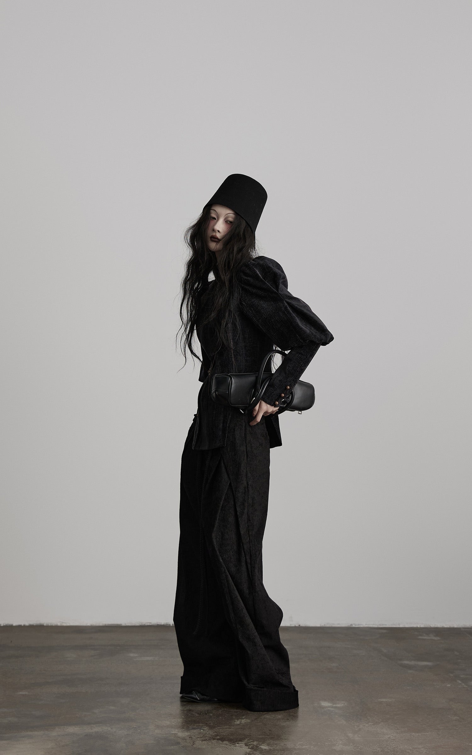 DOINDULGE Textured Wide-Leg Trousers with Draped Panels and Rope Detail