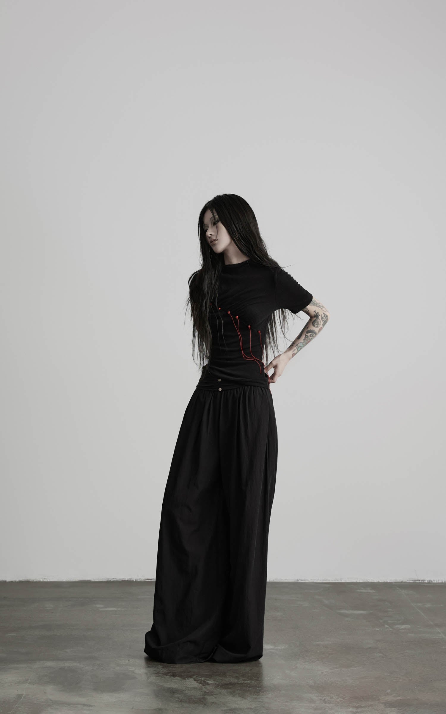 DOINDULGE Wide Leg Gathered Waist Pants