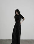 DOINDULGE Wide Leg Gathered Waist Pants