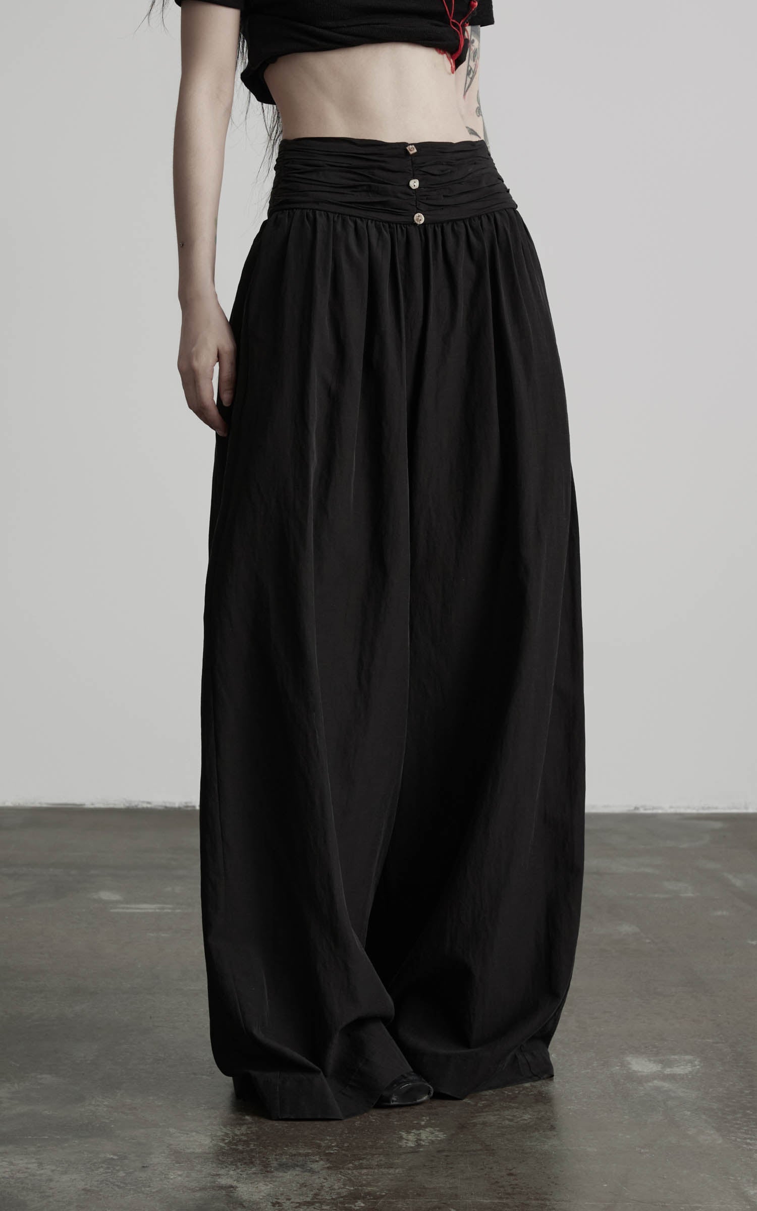 DOINDULGE Wide Leg Gathered Waist Pants